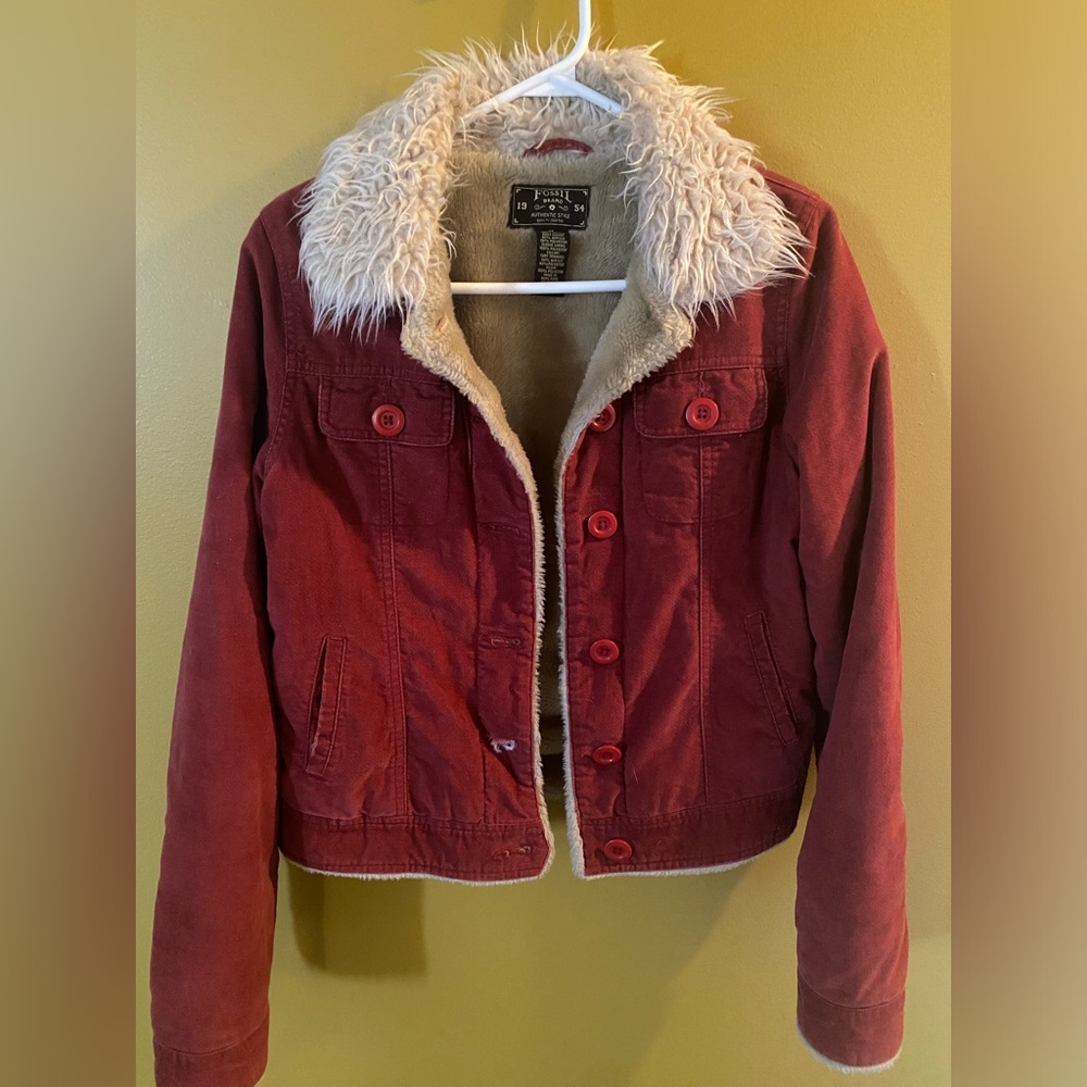 Faux Fur Red Fossil Jacket